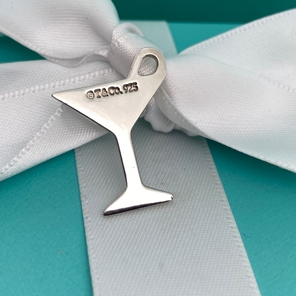 Tiffany & Co Martini Glass charm Cocktail Olive Bar charm Sterling 925  NICE - Picture 2 of 8